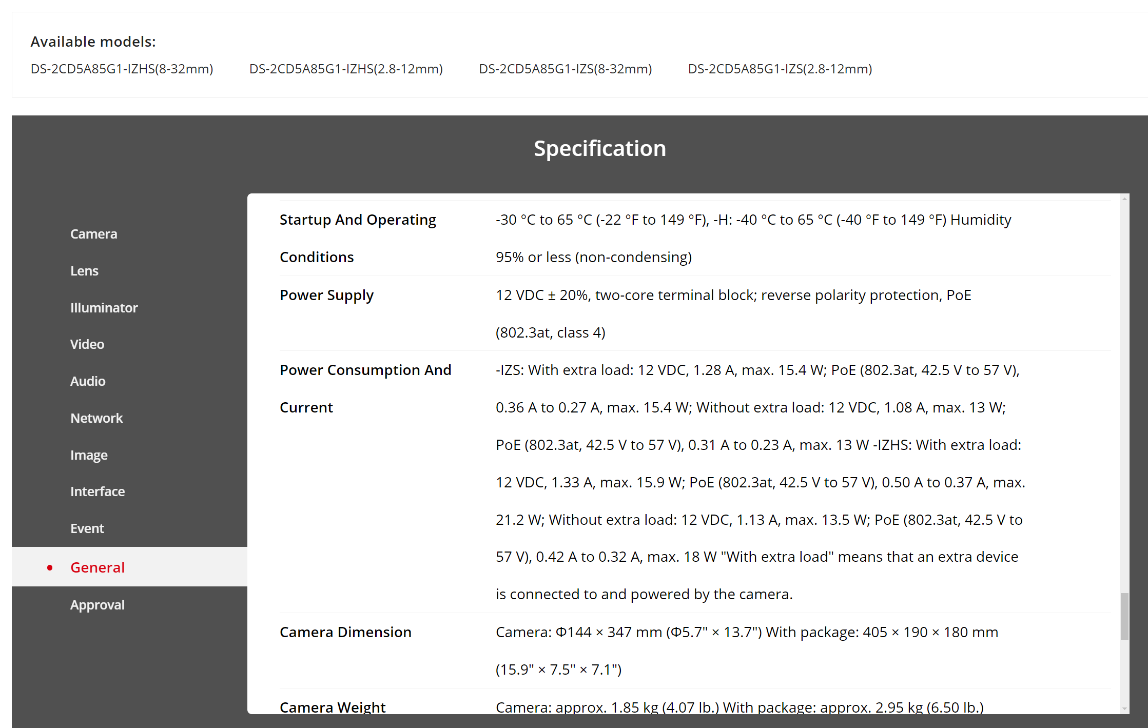 DS-2CD5A85G1-IZS power requirements 21-5-24.png